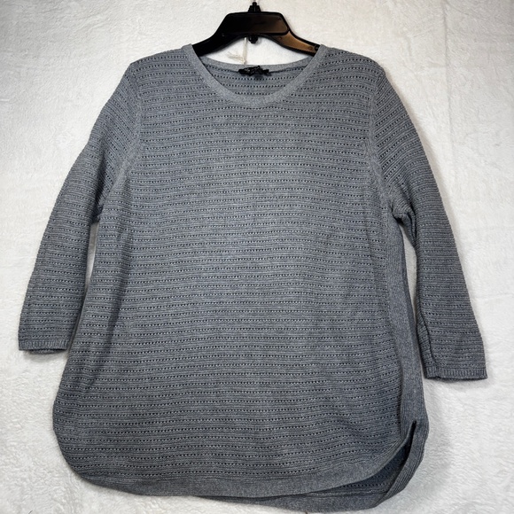 Lily Morgan Swetaer Womens Size Large Gray 3/4 Sleeve Open Knit Lightweight - Picture 1 of 7